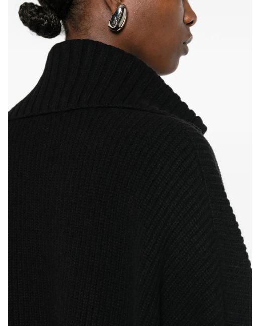Frankie Shop Black Veda Ribbed-Knit Zip-Fastening Cardigan