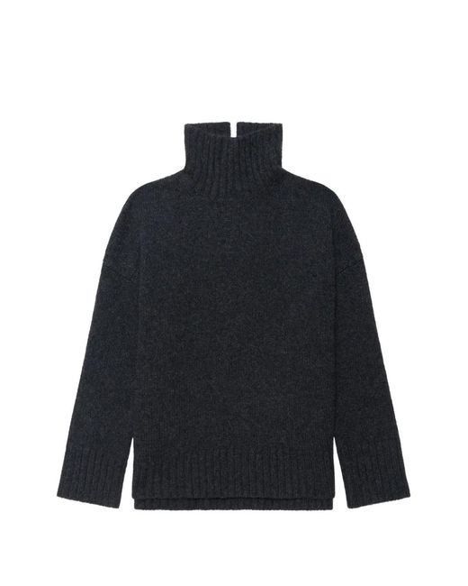 Zadig & Voltaire Blue Bleeza High-Neck Logo-Embroidered Wool Sweater