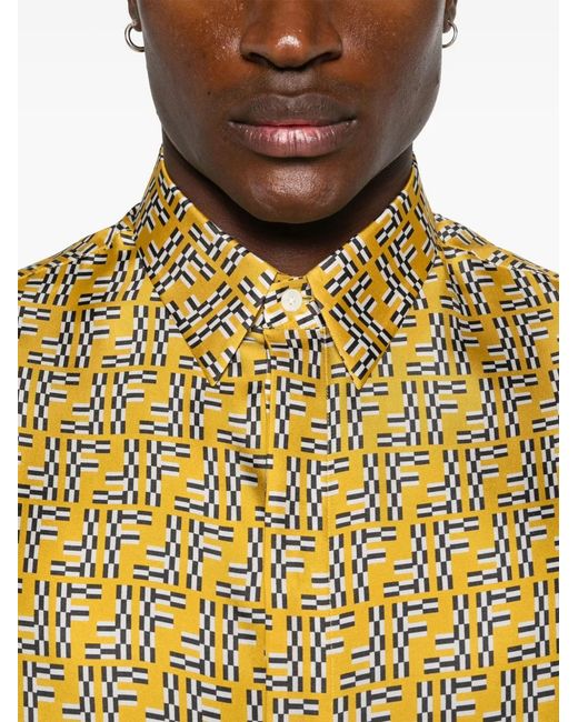 Camisa Con Estampado Ff Fendi de hombre de color Yellow