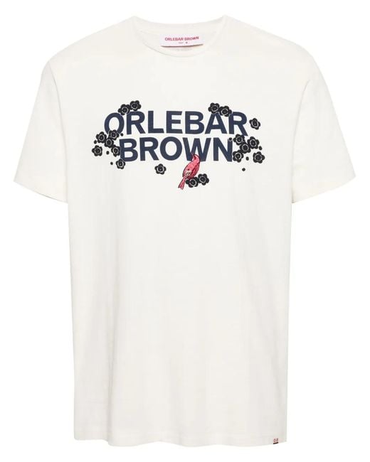 Orlebar Brown White Logo-Print Cotton Blend T-Shirt for men