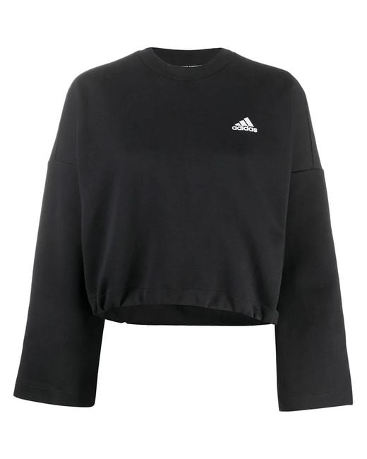 Adidas Black 3-Stripes Cropped Sweatshirt