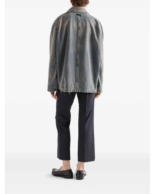 Prada Gray Blouson Denim Jacket for men
