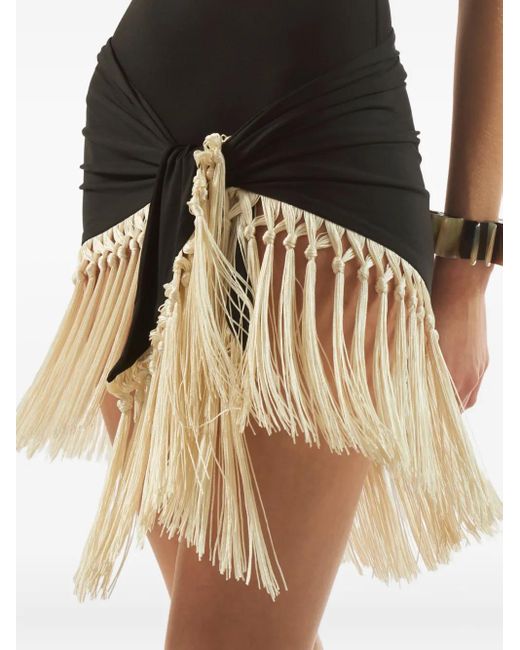 Maillot De Bain Frangé Yacare À Une Épaule ‎Taller Marmo en coloris Black