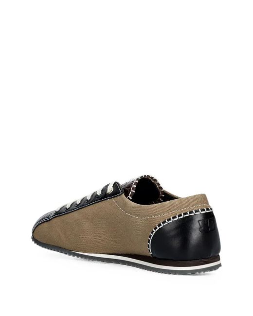 Wales Bonner Natural Paris Contrast-Stitch Leather-Panelled Sneakers
