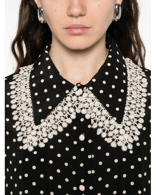 Valentino Garavani Black Polka-Dot Midi Shirt Dress