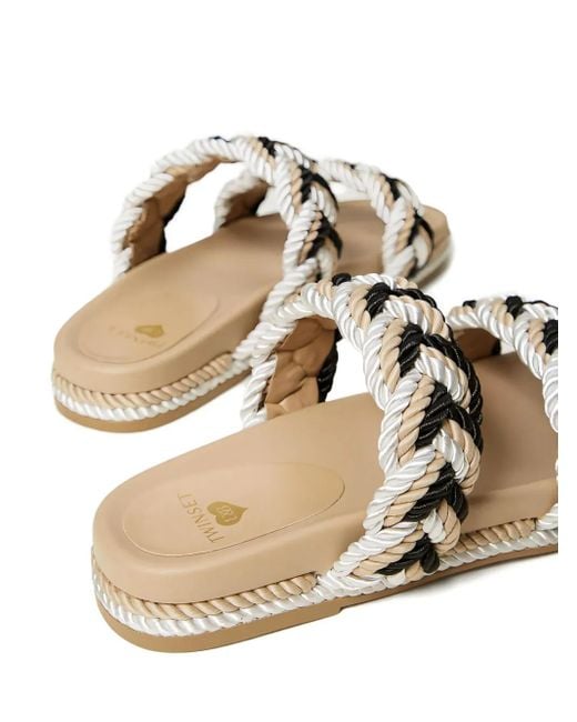 Twinset Natural Braided Double-Band Sandals