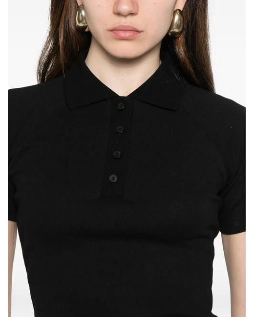 Samsøe & Samsøe Black Short-Sleeve Polo Top