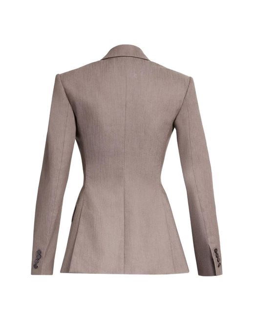 Elie Saab Gray Double-Breasted Peak-Lapels Blazer