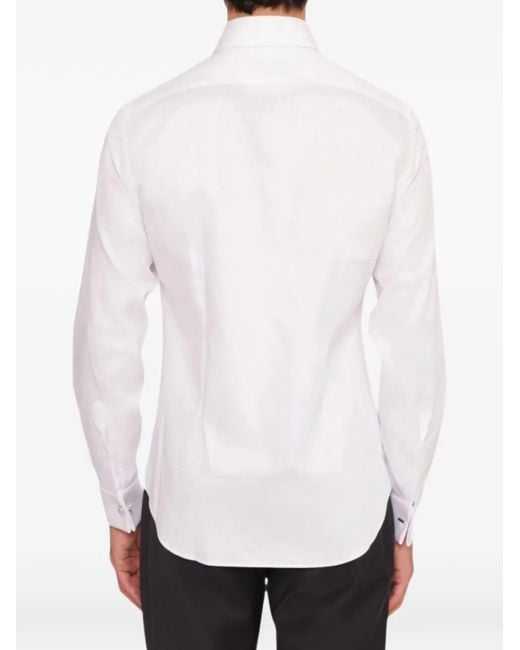 Corneliani White Concealed-Front Button-Cuff Shirt for men