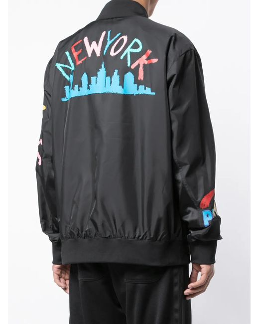 PUMA Black Skull Print Bomber Jacket for men