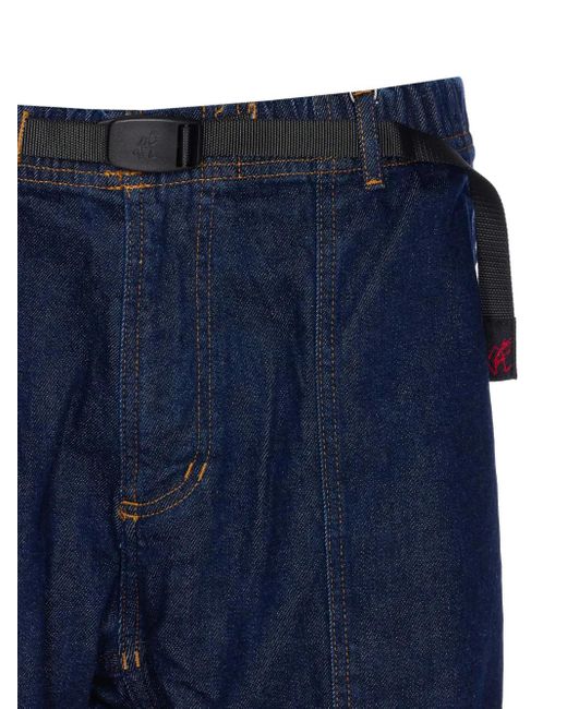 Gramicci Blue Elastic-Waist Belted Tapered Jeans for men