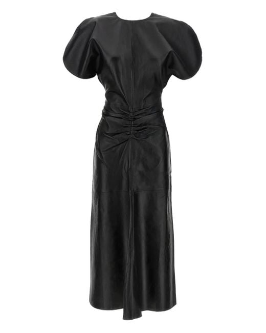 Victoria Beckham Black Gathered Waist Midi Dress