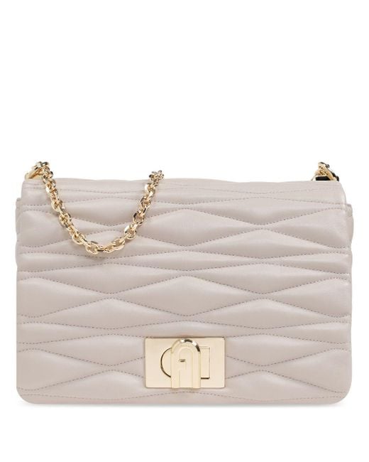 Furla Gray Quilted Shoulder Bag