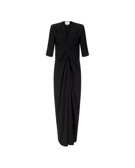 Loulou de Saison Black Willa Gathered-Detailing Maxi Dress