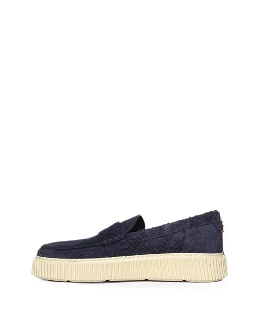 Baracuta Blue Mocassins Texturés À Plateforme for men