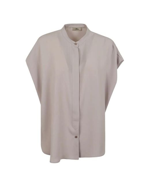 Herno Gray Blouse À Mancherons Et Col Officier