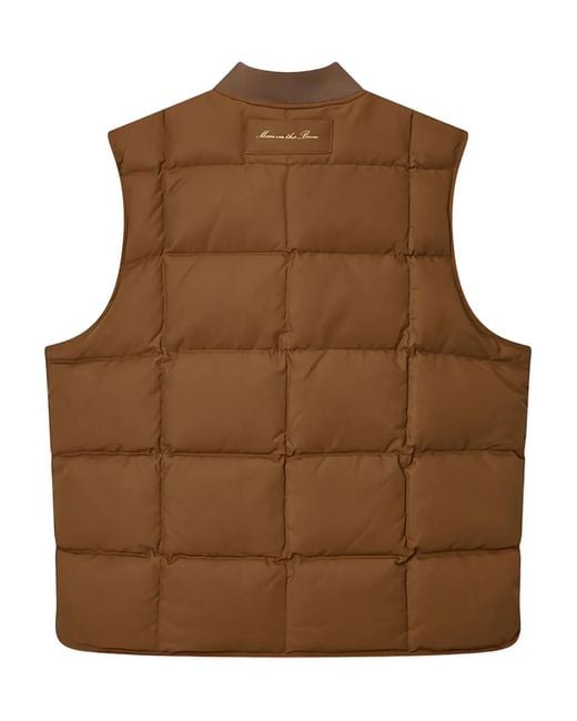 MAN ON THE BOON. Brown Pocket Quilted Vest for men