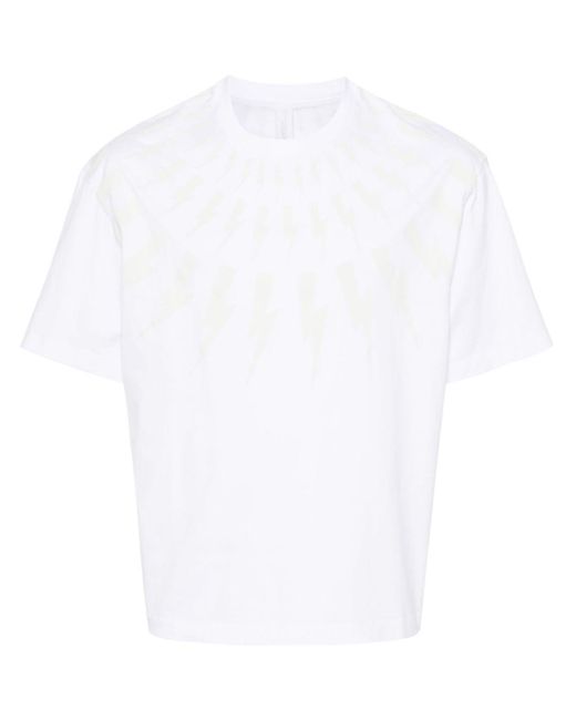 T-shirt en coton à imprimé Thunderbolt Neil Barrett pour homme en coloris White