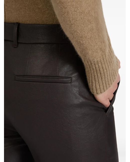 Slowear Gray X Incotex Faux Leather Straight Trousers