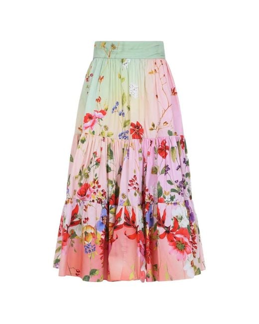 Roberto Cavalli Floral-Print Tiered Skirt