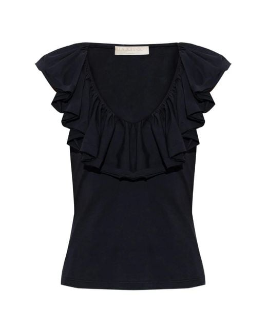 Ulla Johnson Black Elsie Ruffled Blouse