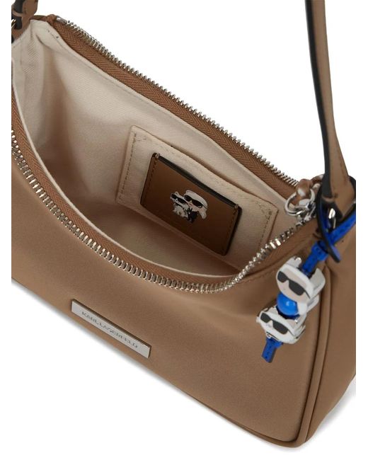 Karl Lagerfeld Brown Logo-Plaque Shoulder Bag