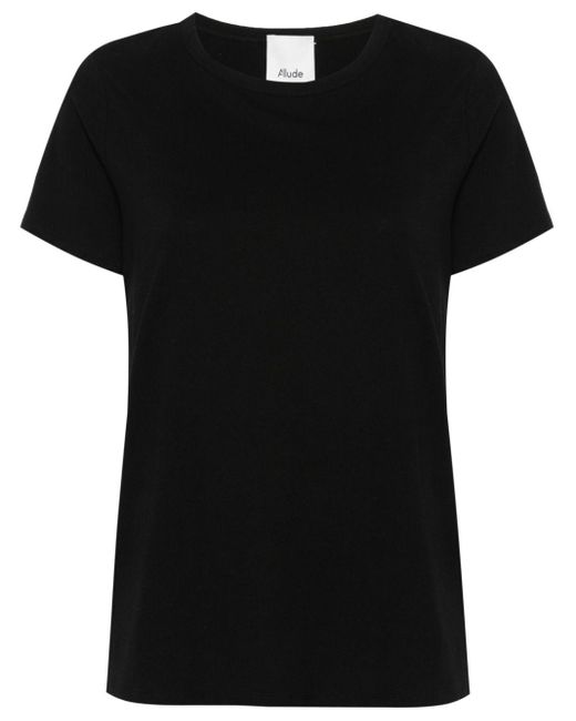 Allude Black Round-neck Cotton T-shirt