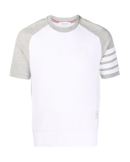Thom Browne White 4-Bar Stripe T-Shirt for men