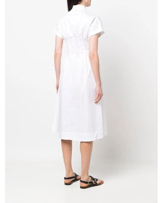Blanca Vita White Short-Sleeve Cotton Shirtdress