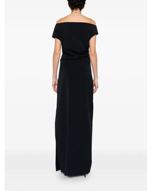 P.A.R.O.S.H. Black Off-Shoulder Maxi Dress