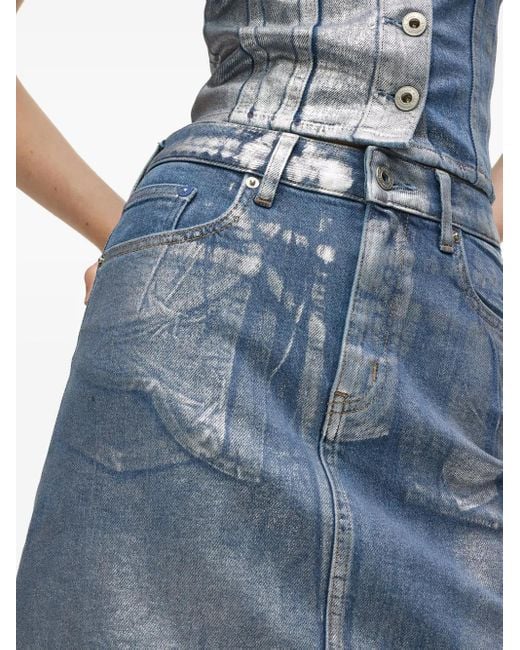 Karl Lagerfeld Blue Coated Denim Mini Skirt