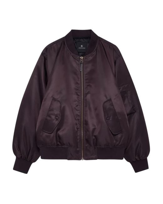 Anine Bing Purple Leon Bomberjacke Aus Satin