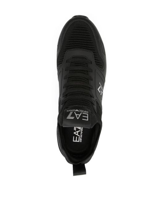 EA7 Black Logo-Embossed Chunky Sneakers for men