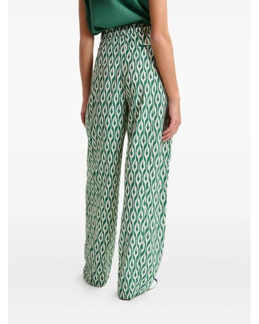 Essentiel Antwerp Green Ihalton Geometric-Print Trousers