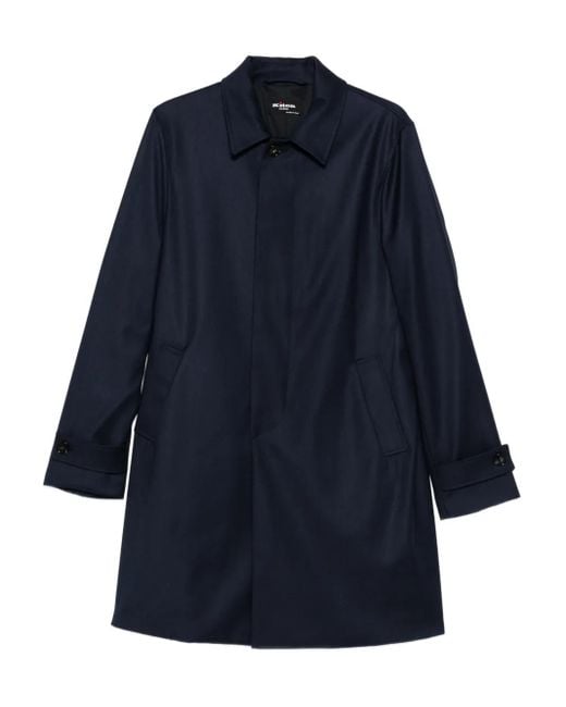 Kiton Blue Button-Cuff Wool Coat for men