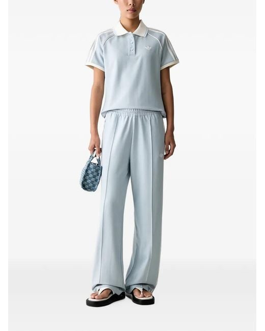 Adidas Blue Herringbone-Pattern Side-Stripe Track Pants