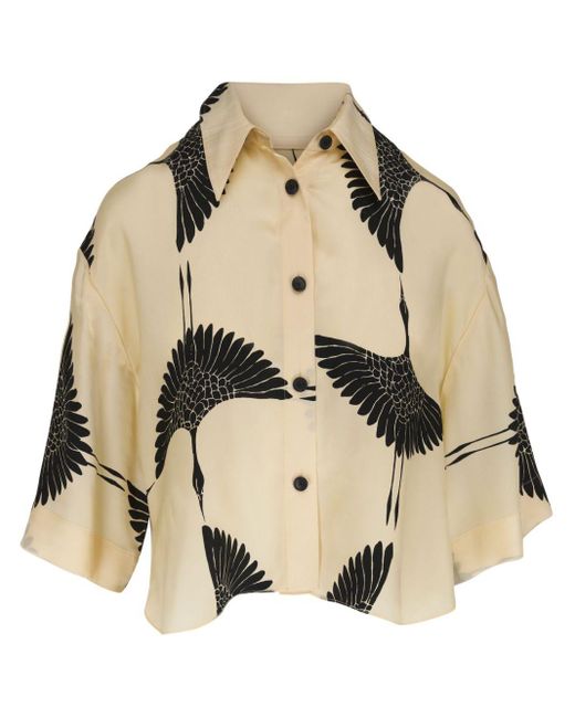 Khaite Natural Mahsha Crane-print Shirt