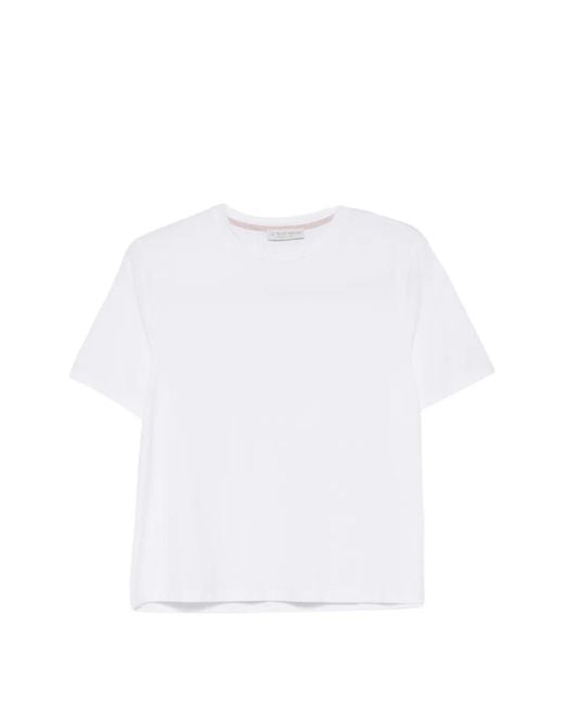 Le Tricot Perugia White Round Neck T-Shirt