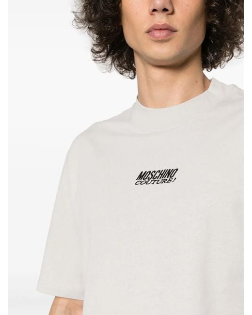 T-Shirt En Coton À Logo Imprimé Moschino pour homme en coloris White