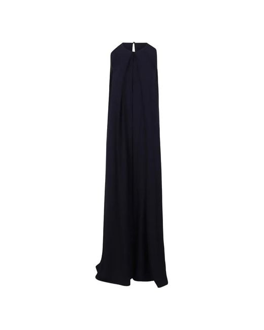 Gianluca Capannolo Blue Pleated Sleeveless Gown