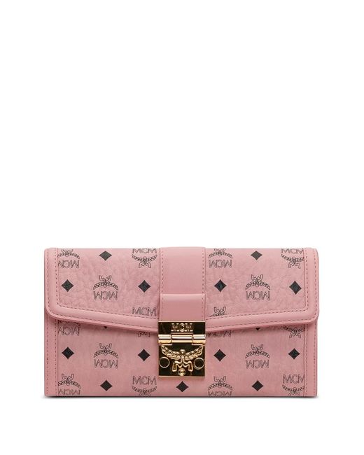 MCM Pink Tracy Monogram Clasp Wallet