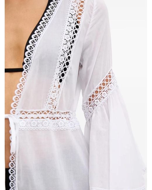 Charo Ruiz White Tiered Beach Cover-Up