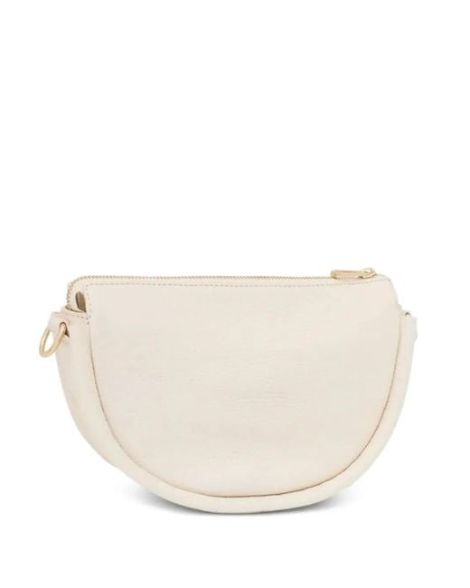 Tous White Embossed Half-Moon Crossbody Bag