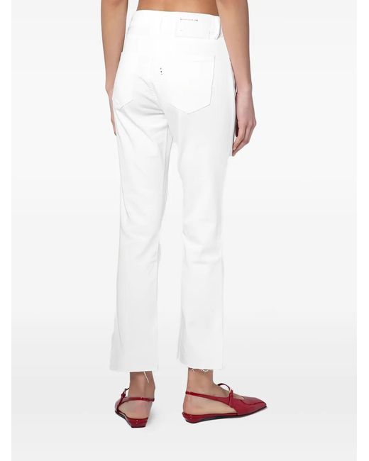 Department 5 White Frayed-Hem Jeans