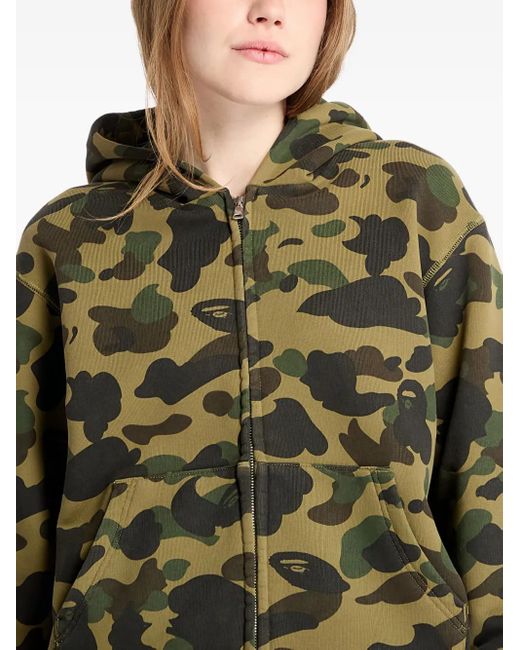 A Bathing Ape Green Camo-Print Zip-Up Hoodie