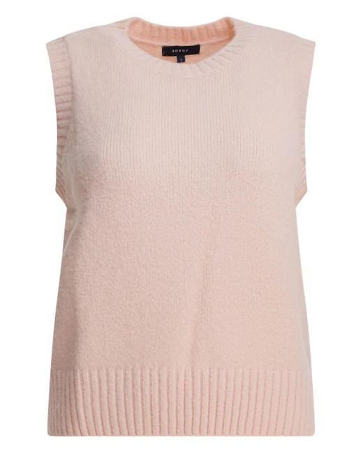 Top de punto con cuello redondo Soeur de color Pink