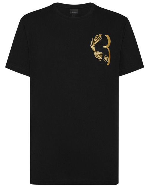 Billionaire Black Logo-embroidered Cotton T-shirt for men