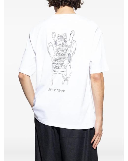 Samsøe & Samsøe White Graphic-Print T-Shirt for men