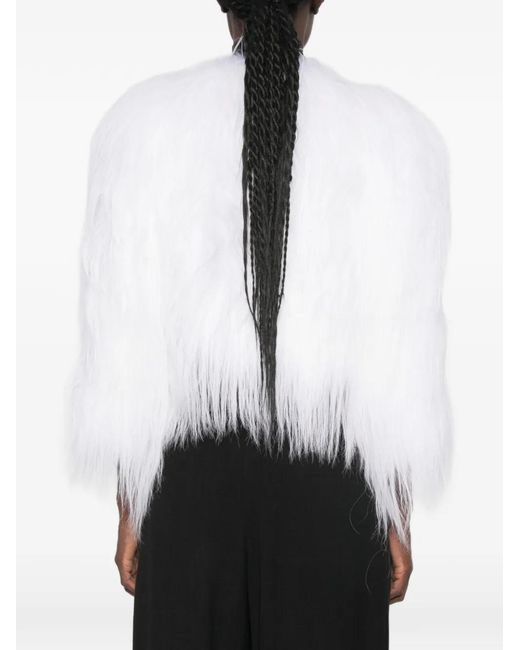 EVA White Veste En Fourrure D'Agneau