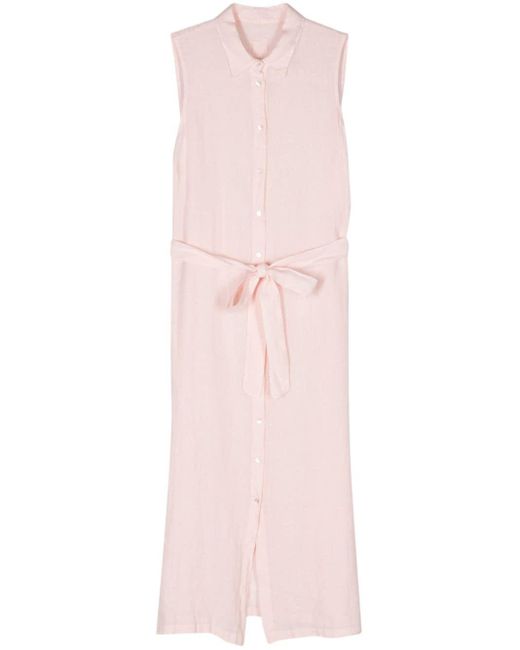 Robe-chemise ceinturée en lin 120% Lino en coloris Pink